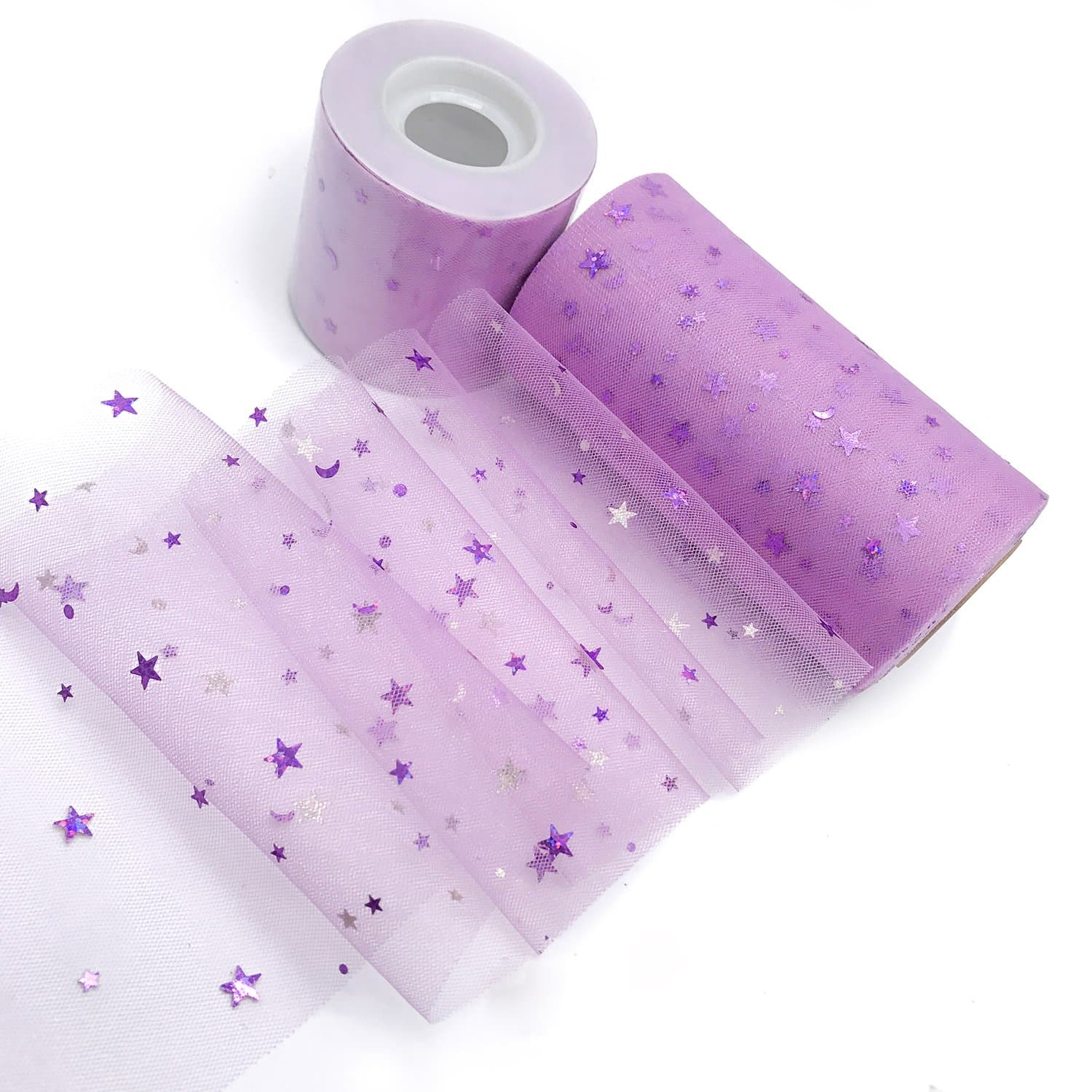 6.5cm/13cm X 25yd Sparkling Tulle Roll - DIY Craft Wedding Party Gift Bow Craft Sequin Fabric Spool Tutu Party Banquet Decor Gift Wrap (6.5cm x 25Y, Light Purple)
