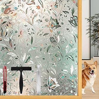 Lovepea Window Privacy Film Decorative with Installation Tools, Frosted Glass Decorative Film, Window Removable, Peep-Proof, Static Cling (17.5 x 78.7 Inch)