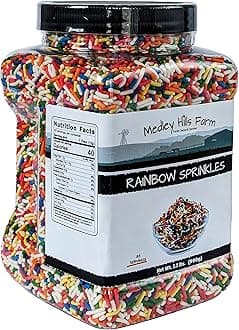 Rainbow sprinkles by Medley Hills farm in Reusable Container 2.2 Lbs. - Great bulk rainbow sprinkles for cake decorating,cookie decorating - brownies and ice cream toppings