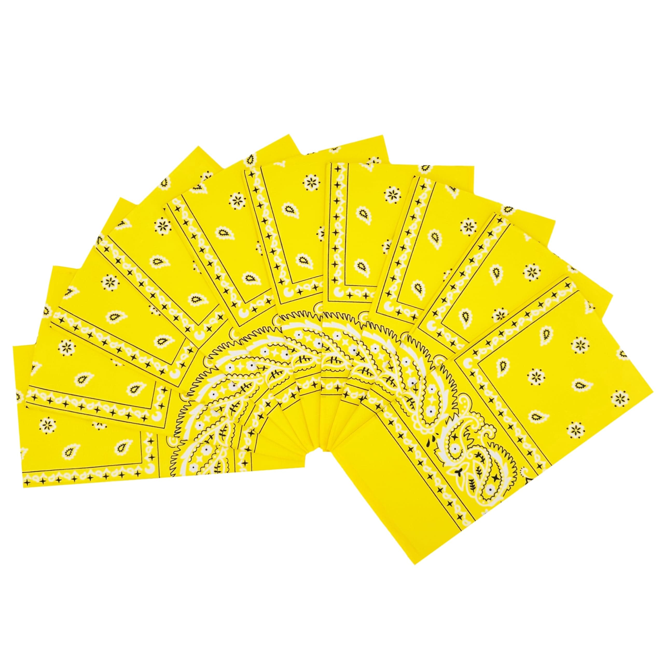 Vamqor 100% Cotton 10 Pack Fine Bandanas - Yellow - Medium
