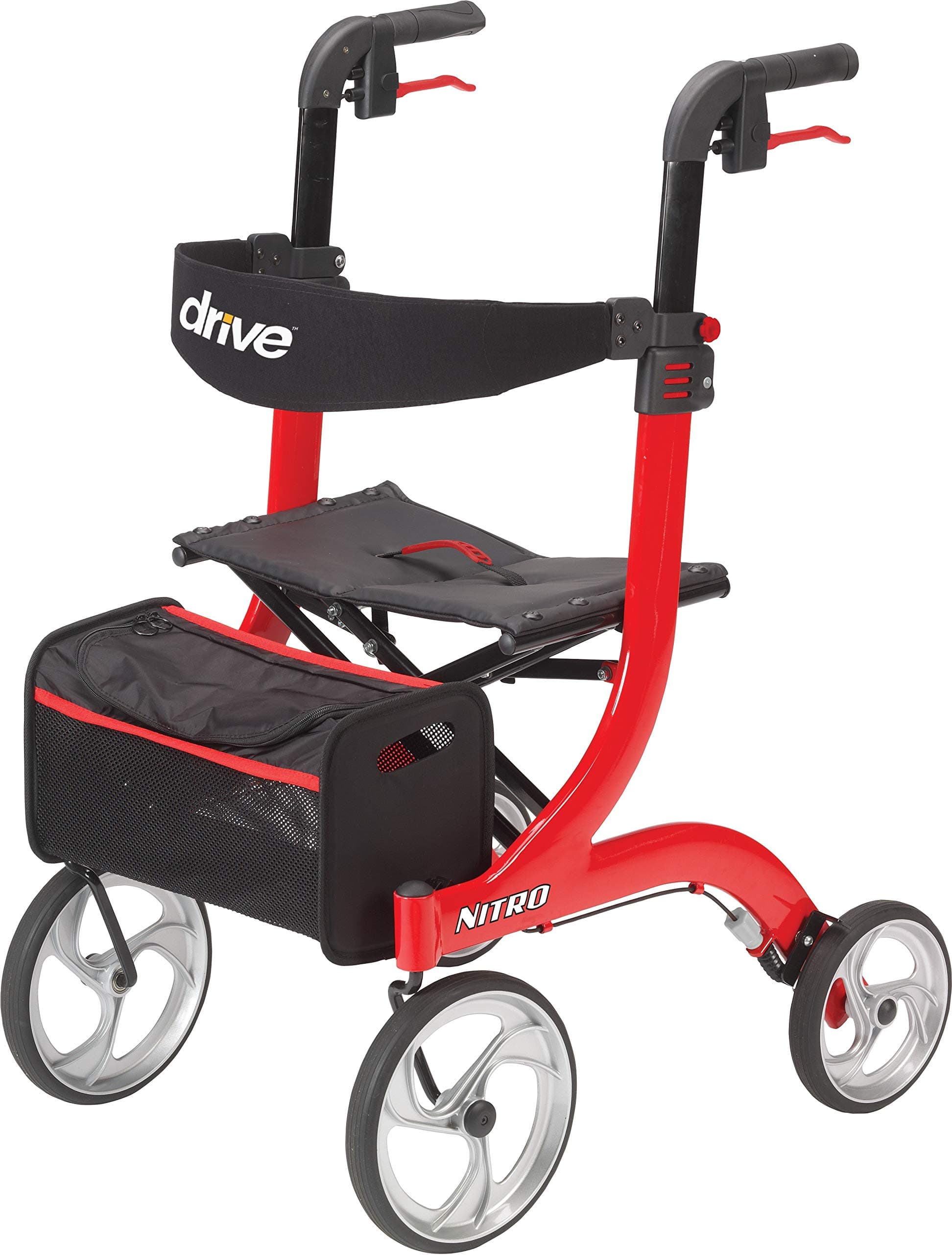 RTL10266 Nitro Euro-Style 4-Wheel Rollator Walker With Seat, Red