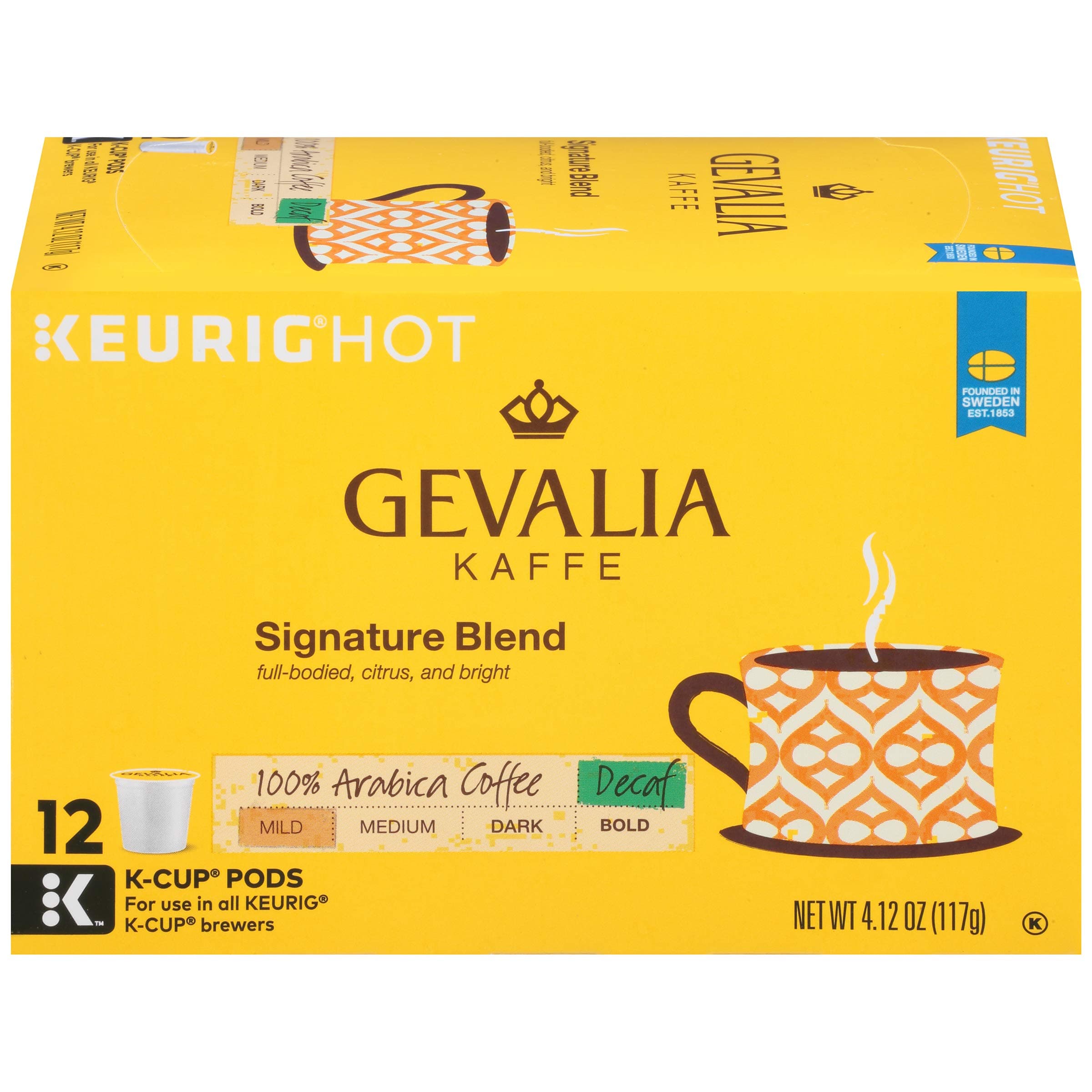 GEVALIASignature Blend Decaf K-Cup Packs, 72 count (6 Pack of 12)