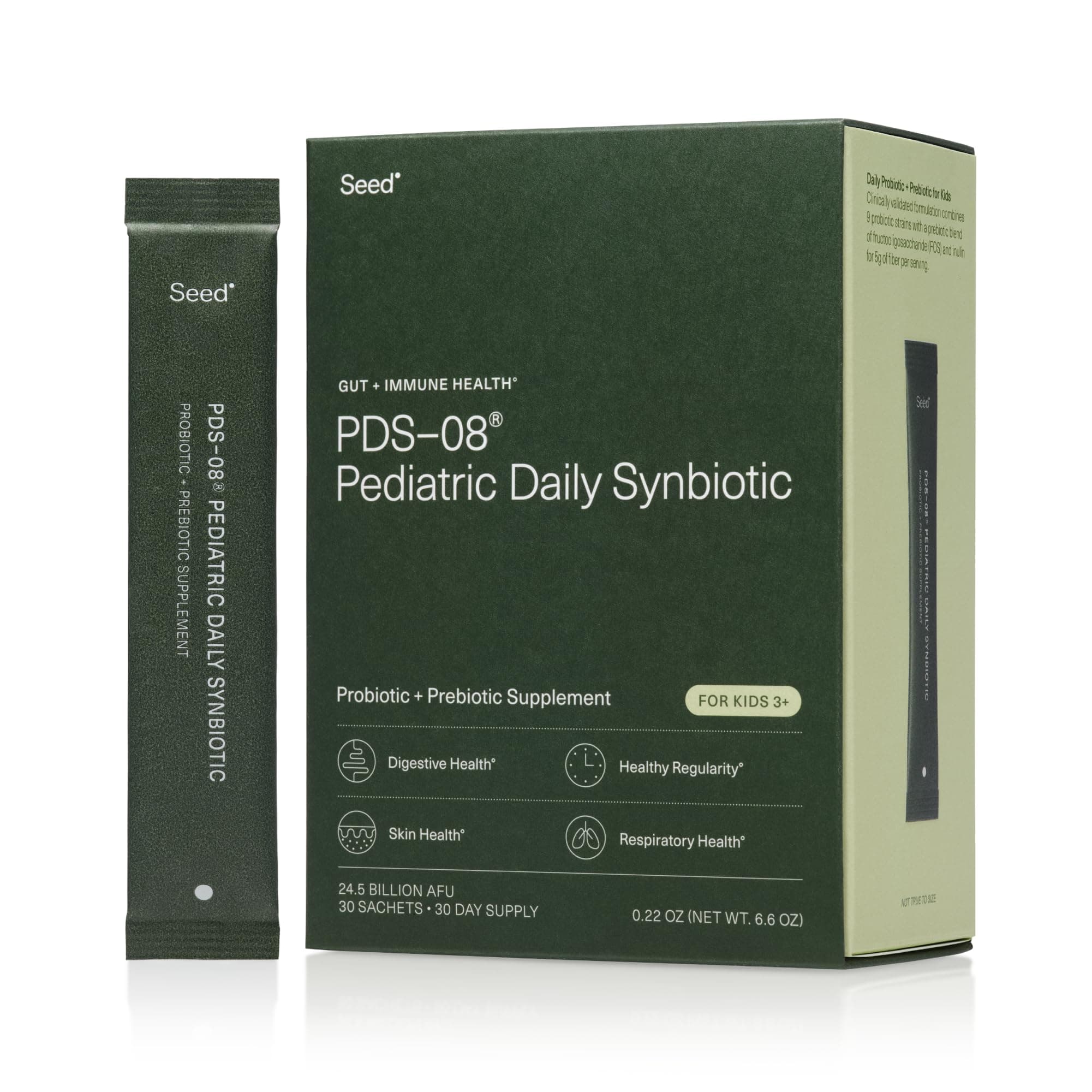PDS-08 Pediatric Daily Synbiotic - Fiber-Based Prebiotic & Probiotic for Kids - Digestive Health, Regularity, Constipation Relief - Ages 3-17 - Vegan and Shelf-Stable - 30 Sachets (30-Day Supply)