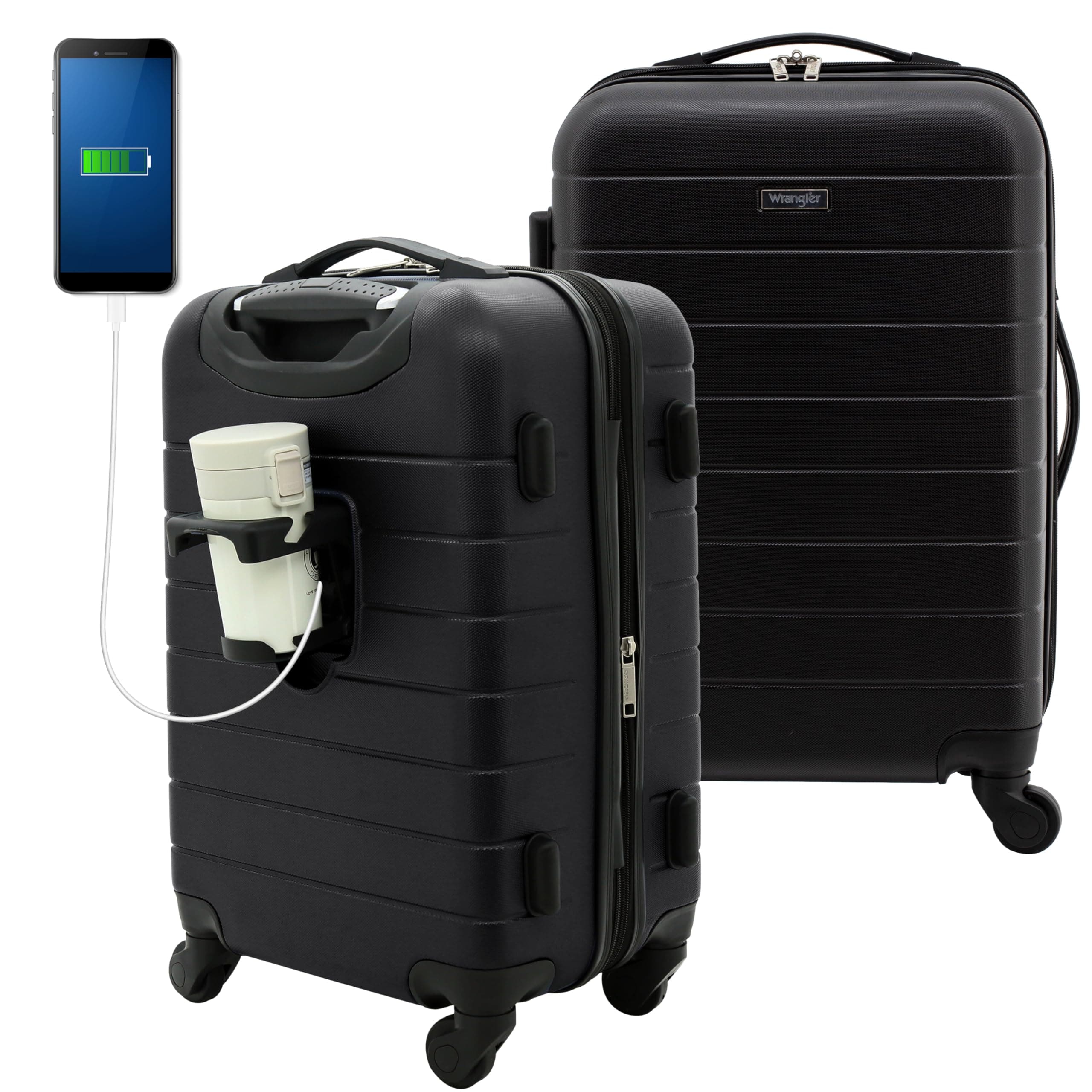 Smart Luggage Set with Cup Holder and USB Port