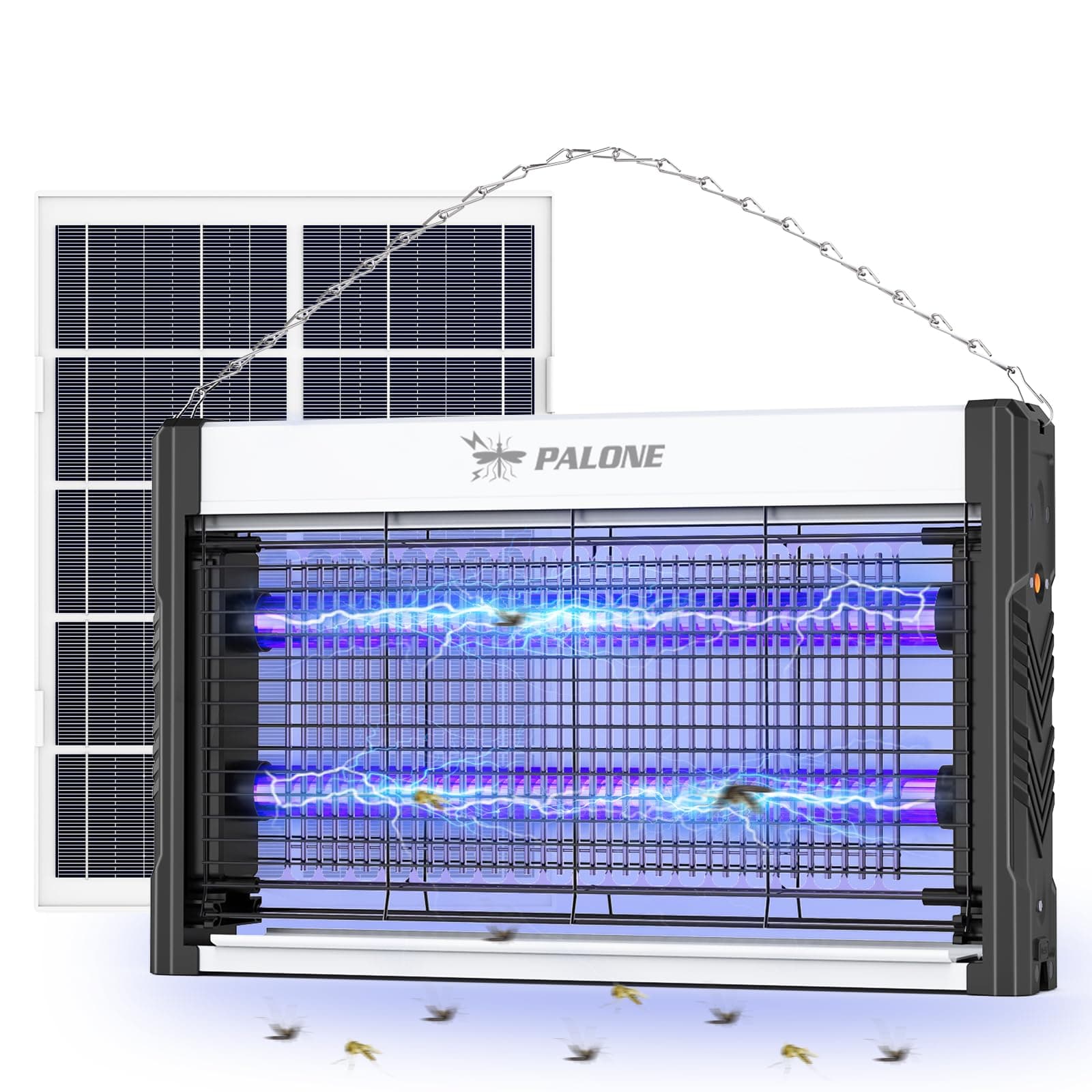 PALONE Solar Bug Zapper Outdoor, USB Rechargeable UV Mosquito Zapper, 8W Solar Panel Fly Zapper with 3M Cable, 4000V Indoor Electric Bug Zapper for Outdoor, Patio, Backyard, Balcony