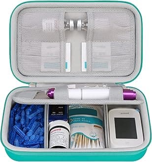 Elonbo Diabetic Supplies Travel Case, Glucose Meter Portable Storage Bag, Diabetic Care Kits Organizer Holder, Diabetic Supply Carrying Case for Glucose Meter Insulin Pen Blood Sugar Test Strips,Green