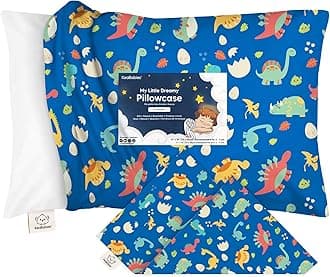 KeaBabies Toddler Pillowcase 13"x18" - Organic Cotton Toddler Pillowcase for Kids, Boys, Girls,Soft & Durable Cotton Cover for Miniature Sleepy Pillows,Cute Colors,Pillow Sold Separately(DinoWorld)