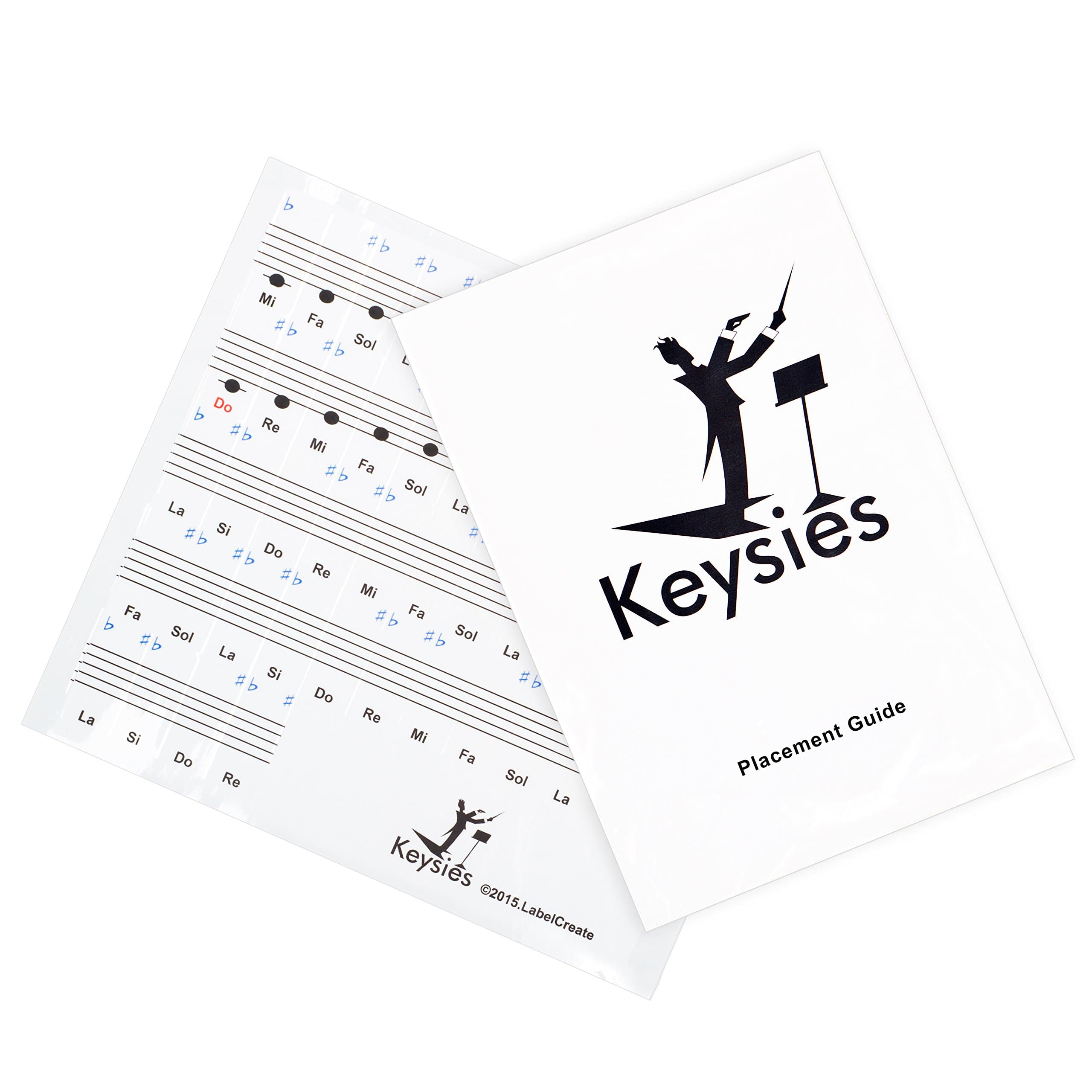 Do Re Mi (Solfege) Transparent Plastic Removable Piano and Keyboard Note Stickers - Plus Handy Placement Guide.