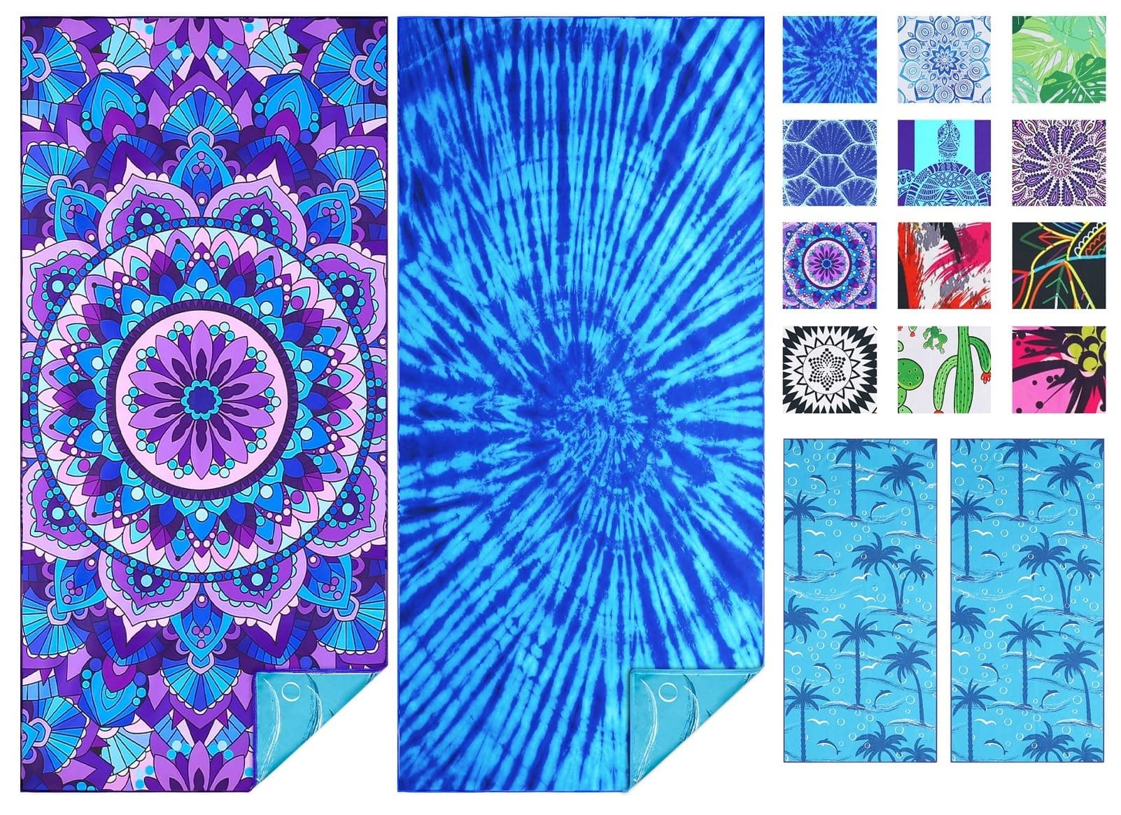 Haleey 2 Pack Microfiber Lightweight Beach Towel 180x80 Extra Large Thin Sand Free Towels Travel Swim Pool Yoga Gym Camping for Adults Beach Essentials Accessories Vacation Gift