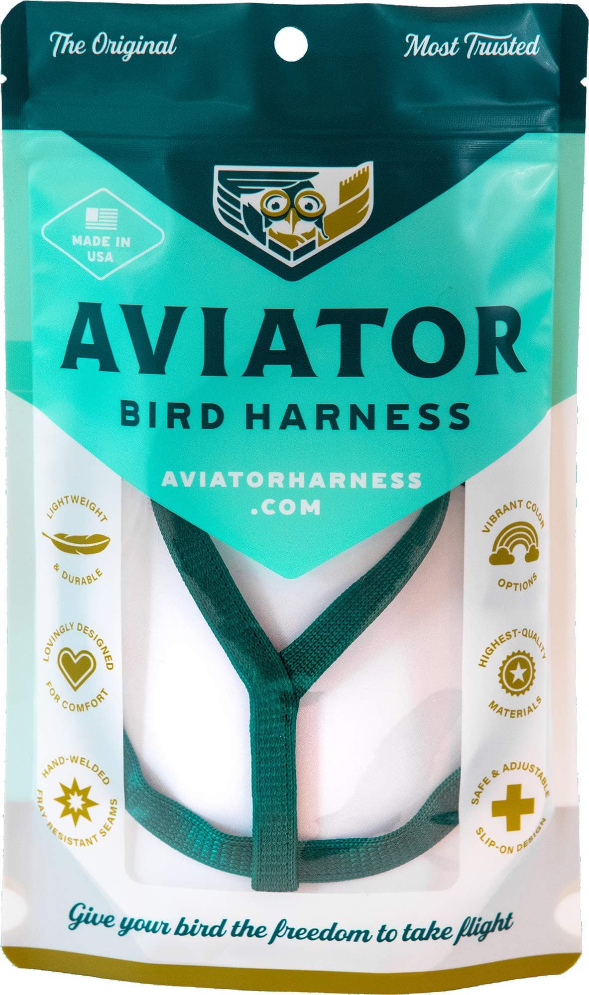 The AVIATOR Pet Bird Harness and Leash: Mini Green
