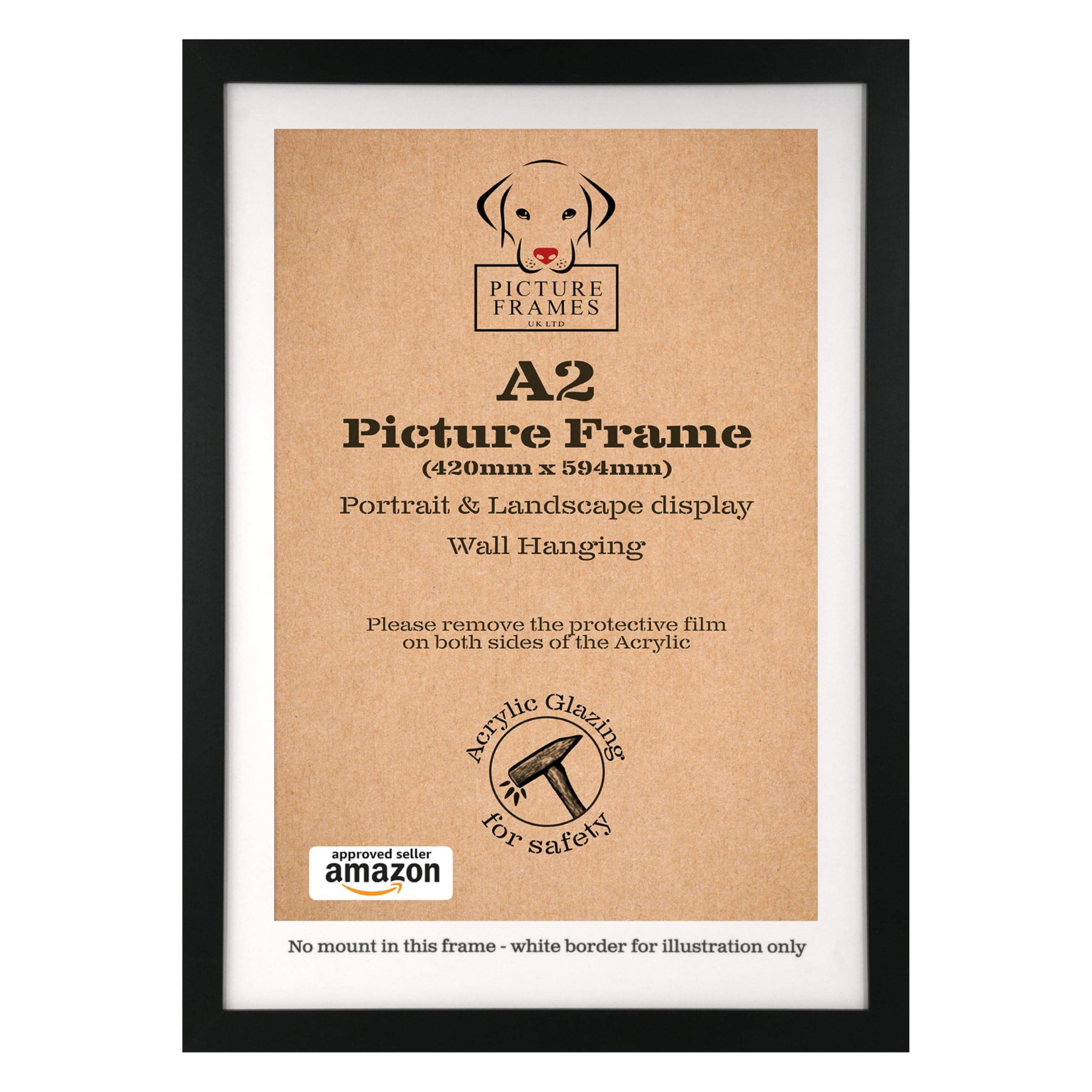 Picture Frames UK LtdA2 - for Wall - Black Photo - - A2 - A2 Poster - Black - Poster - Large - A2 Black