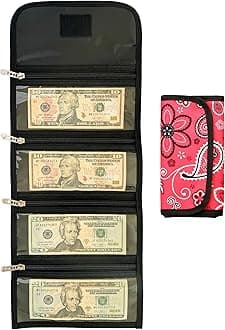 Money Organizer with 4 Zippered Pockets - Cash Organizer for Bills - Cash Wallet - Foreign Currency Storage - Money Bag for Bills, Coins and Passport - Organizador de Dinero - Paisley