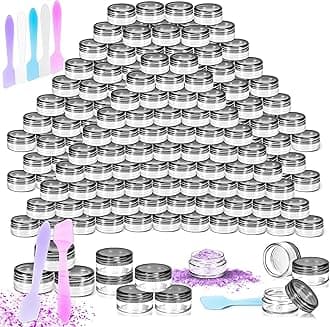 MotBach 110 Pack 5g Plastic Jars with Lids, 5ml Round Clear Cosmetic Containers Makeup Jars, 5gram Travel Size Container Jar with Spatulas for Makeup Sample Lotion Cream Ointment Salve Balm Powder