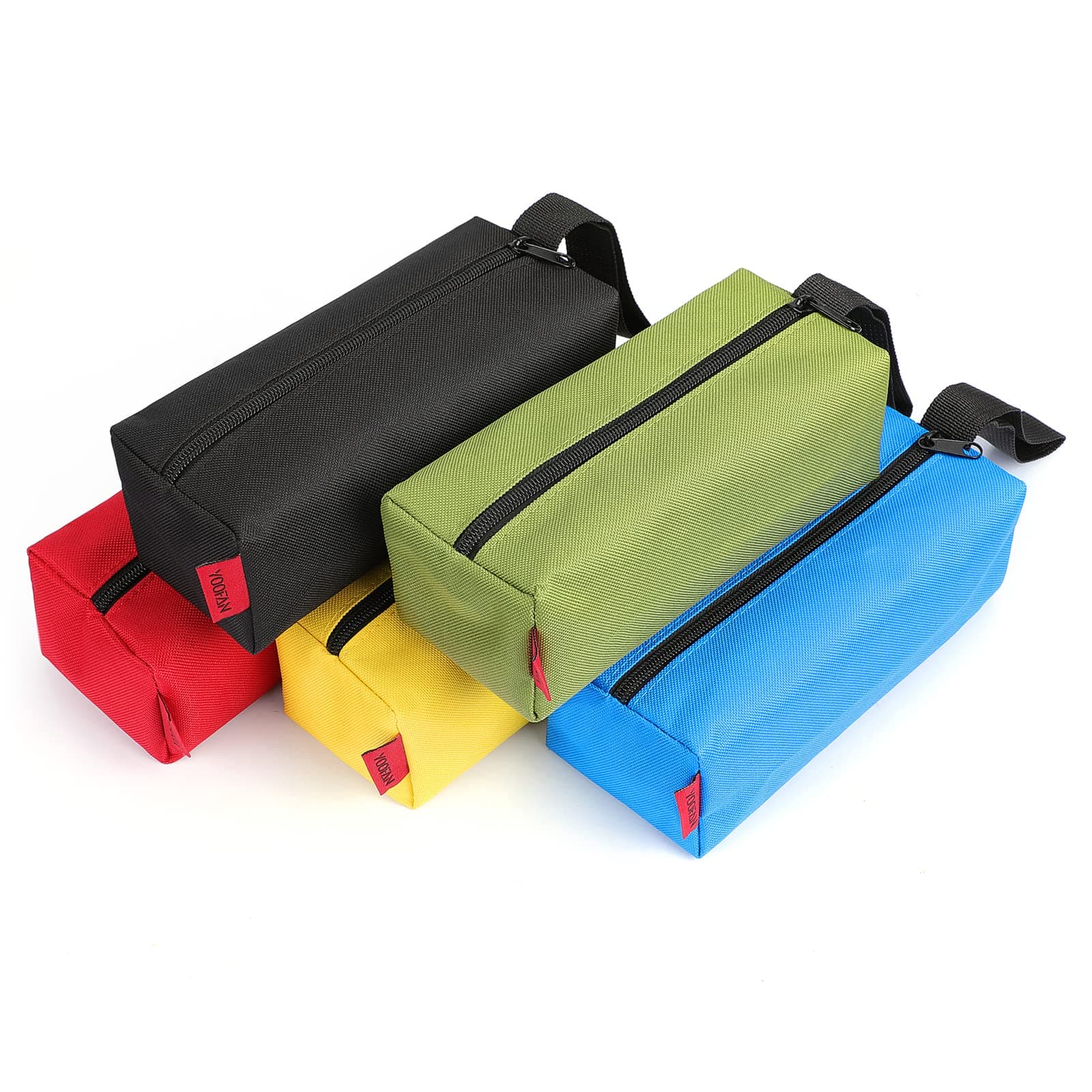 YOOFAN Small Tool Bags – Heavy Duty 1680D Waterproof Fabric Tool Pouch, Black/Red/Blue/Green/Yellow, 5-Packs