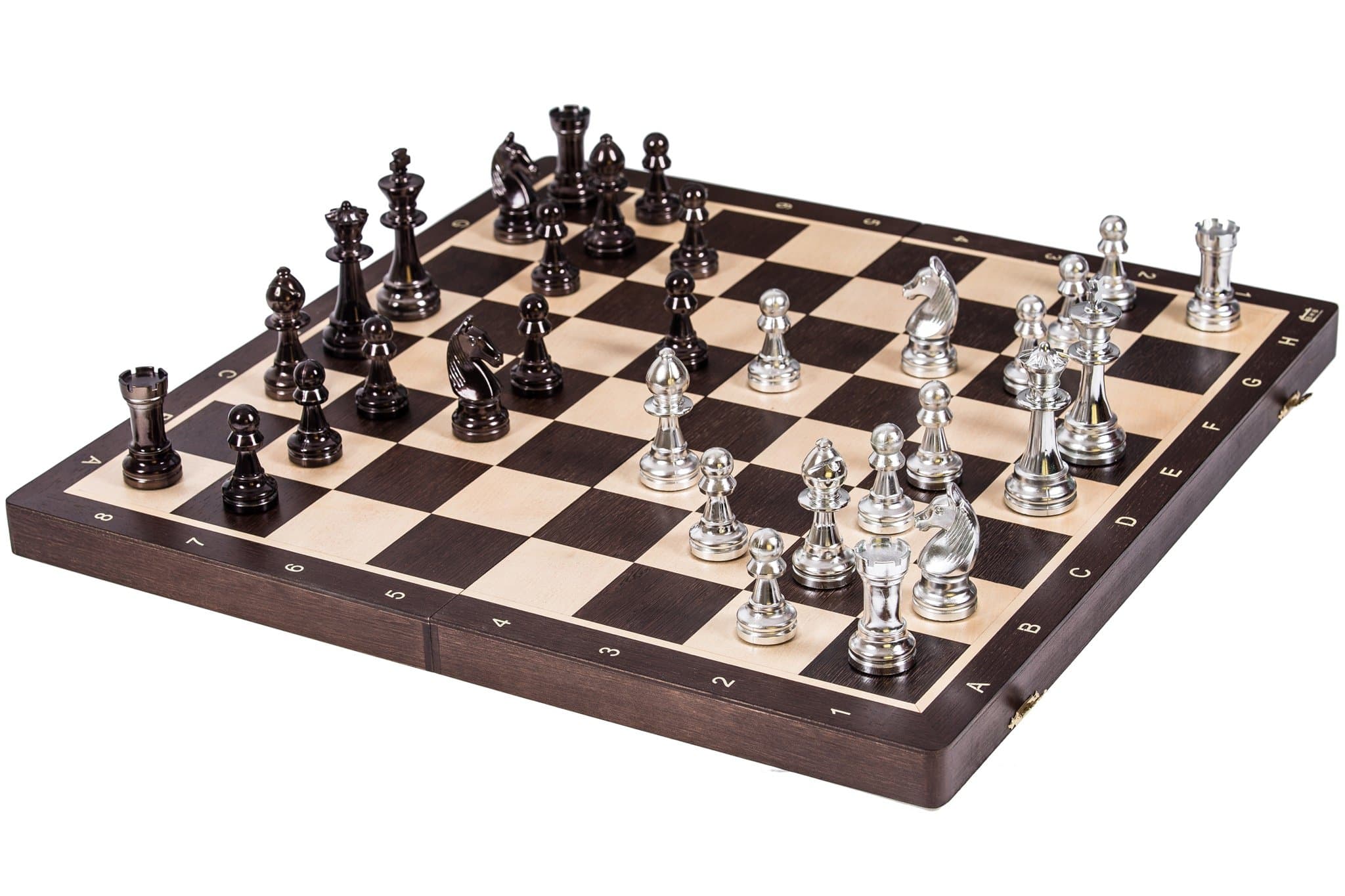 SQUARE - Chess Staunton No 6 - Silver Edition - Chessbaord Wenge & Chess pieces Metallized