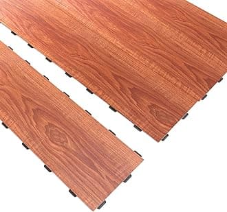 Interlocking Luxury Vinyl Flooring Tile, Wood Floor Plank for Kitchen Bathroom - Waterproof, Anti-Slip, Wear-Resistant, Reusable - 36 x 6 Inch, 18-Pack Cover 27 Sq. Ft