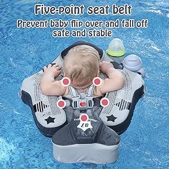 Mambobaby Float with Canopy Tail #7 Aeroplane Non Inflatable Solid Baby Pool Swim Trainer Swim Ring for Infants Toddlers 3-48 Months Grey