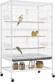 52inch Bird Cage Extra Large Parakeet Parrot Cage for Lovebird Cockatiel Conure Finch with Rolling Stand White