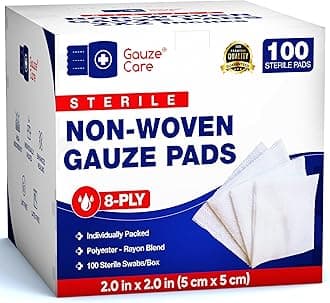 Non-Woven Sterile Gauze Pads 2x2 Pack of 100| 8 ply Gauze Sponges| Individually Packed 2x2 Gauze Pads sterile| Soft and lint-Free Medical Gauze Pads for Enhanced Absorption and First-Aid Wound Care