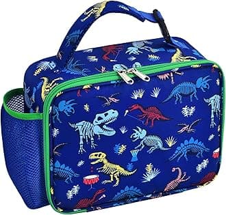 Fossils Dinosaur Lunch Box - Insulated Kids Lunch Box for Boys Lunch Bag School Preschool Kindergarten Elementary Picnic Lunch Tote Bag Waterproof Reusable Lunchbox with Handle and Pocket
