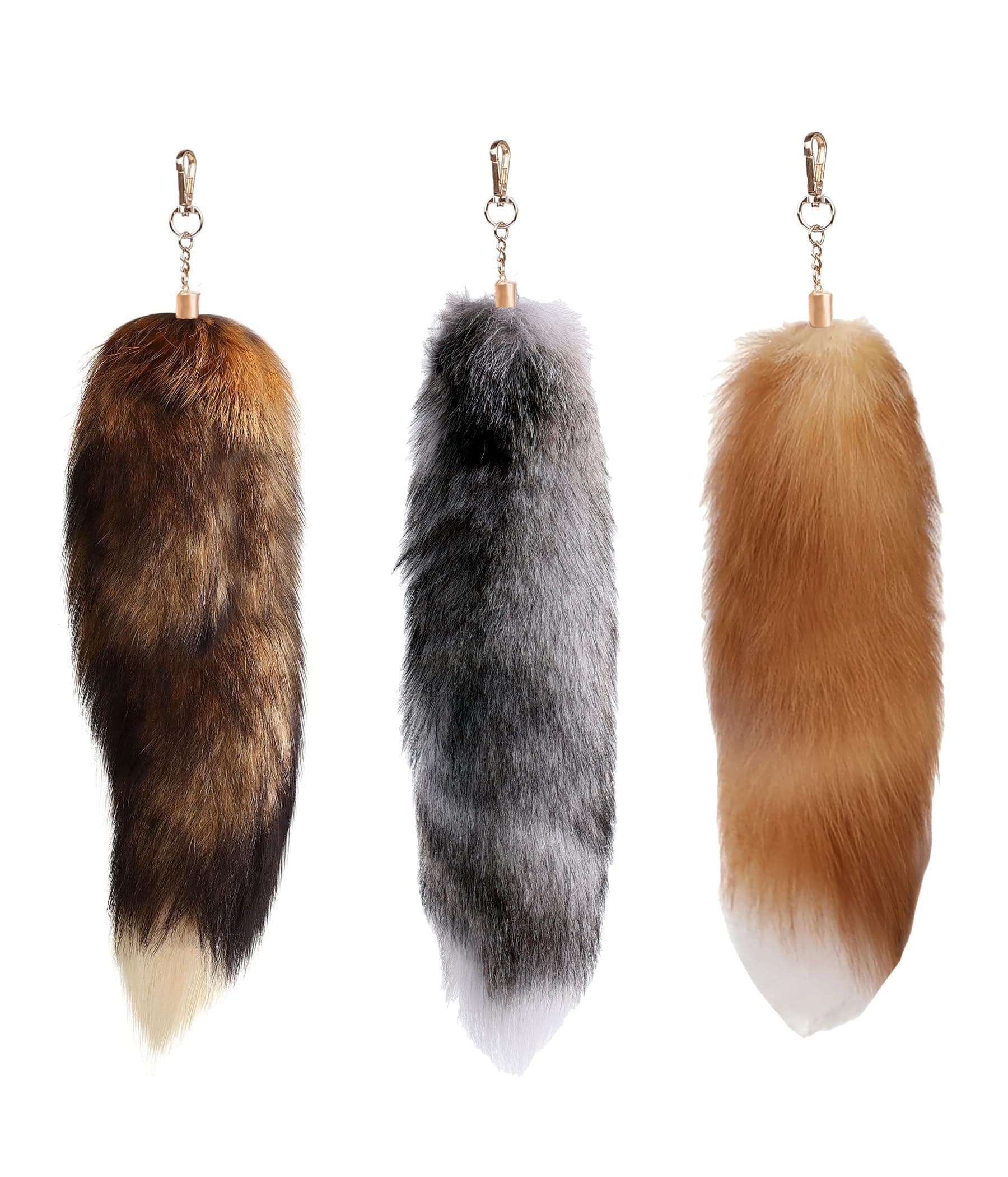 Fluffy Therian fox Tail Keychain - Soft Fur, Realistic Colors, Durable, Perfect for Cosplay, Renaissance Fairs