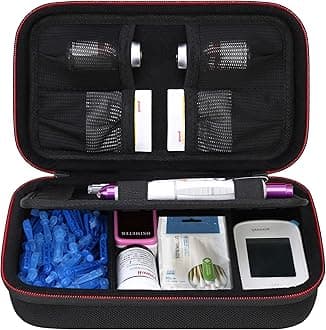 Elonbo Diabetic Supplies Travel Case, Glucose Meter Portable Storage Bag, Diabetic Care Kits Organizer Holder, Diabetic Supply Carrying Case for Glucose Meter Insulin Pen Blood Sugar Test Strips,Black