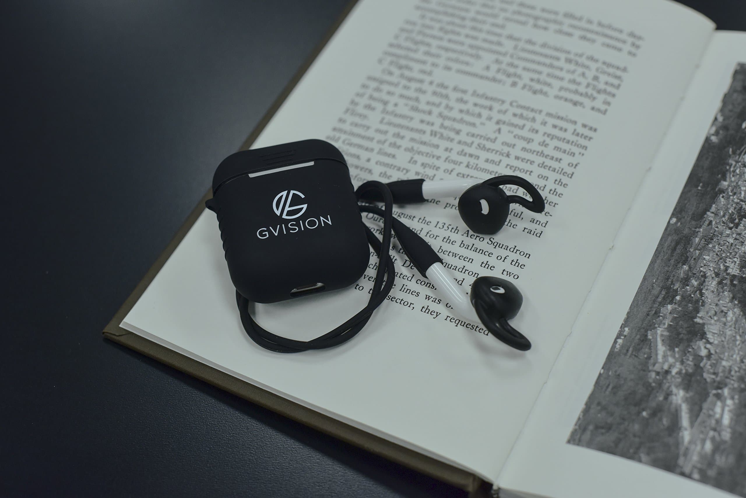 Apple Airpod Case-Premium Quality Silicone Protective Shock Resistant/Waterproof +Earbud Strap (Black)