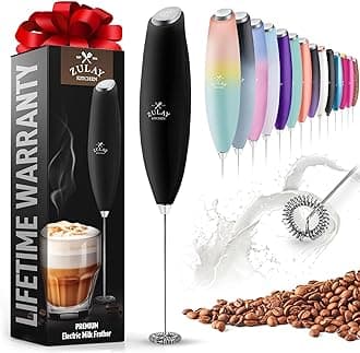 Milk Frother Wand Drink Mixer - Durable, Proprietary Z Motor Max - Handheld Frother Electric Whisk, Milk Foamer, Mini Blender and Electric Mixer Coffee Frother for Matcha - Black