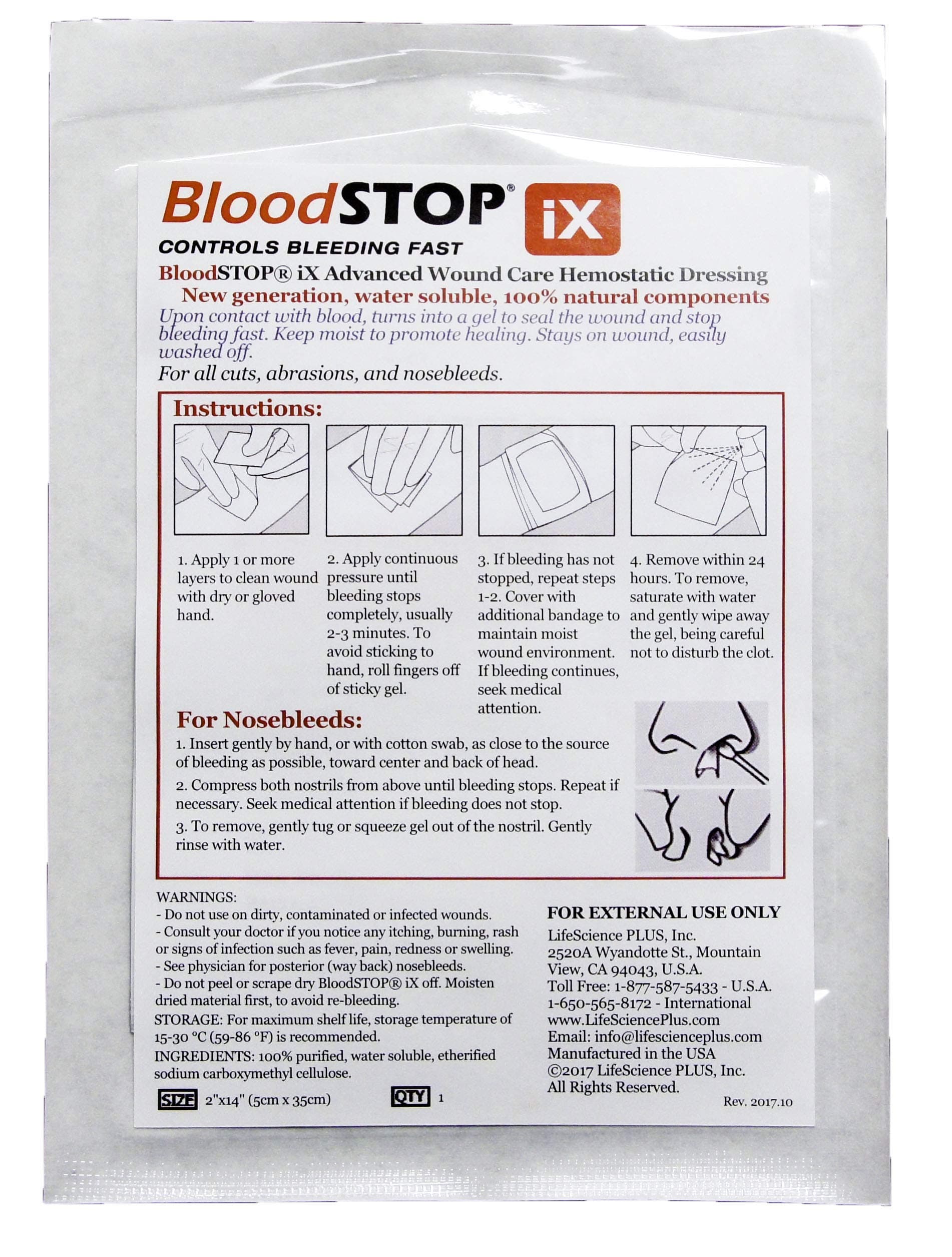 BloodSTOP iX Advanced Wound Care Hemostatic Dressing, BS-iX-20W, 1 Count