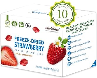 - ONETANG Freeze-Dried Fruit Strawberry, 10 Pack Single-Serve Pack, Non GMO, Kosher, No Add Sugar, Gluten free, Vegan, Holiday Day Gifts, Healthy Snack 0.35 Ounce