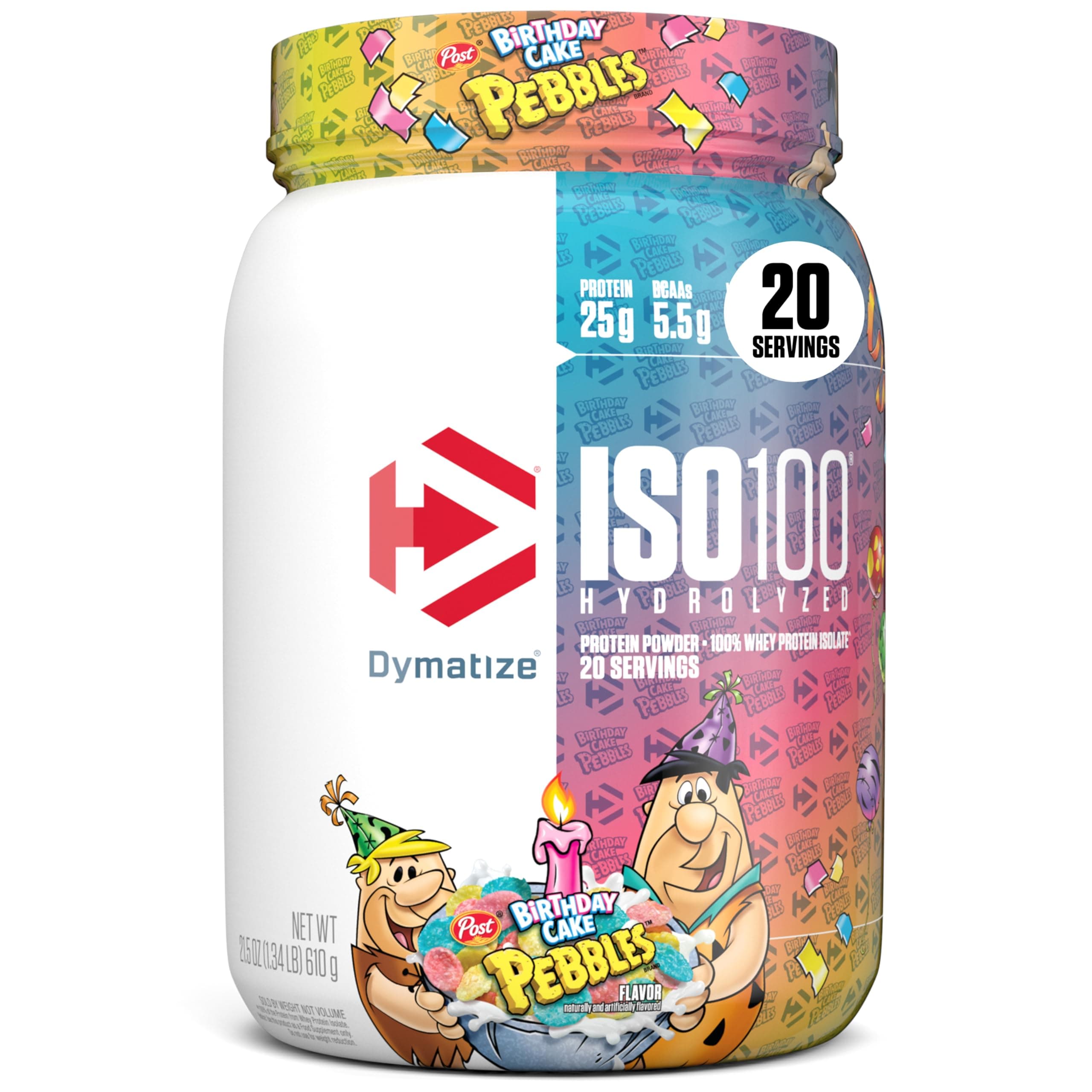 x Birthday Cake Pebbles ISO100 Whey Protein Powder Isolate, 25g of Protein, 20 Servings, 5.5g BCAAs, 120 Cal., Gluten Free, 1g Fat, 1g Sugar, 2g Carb