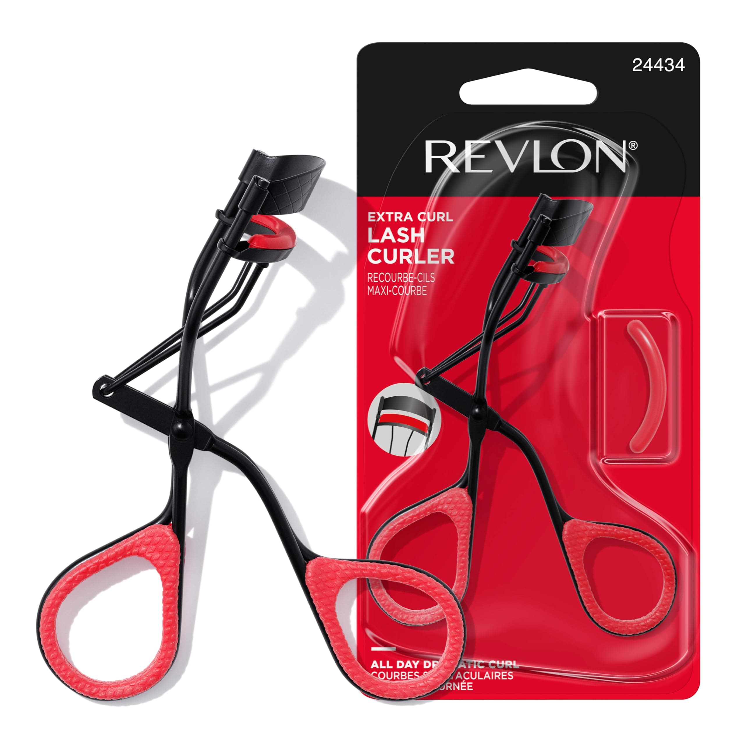 Revlon Extra Curl Lash Curler, Gives an All Day Dramatic Curl, with Finger Grips for a Non Slip Grip, Easy to Use, 1 Count