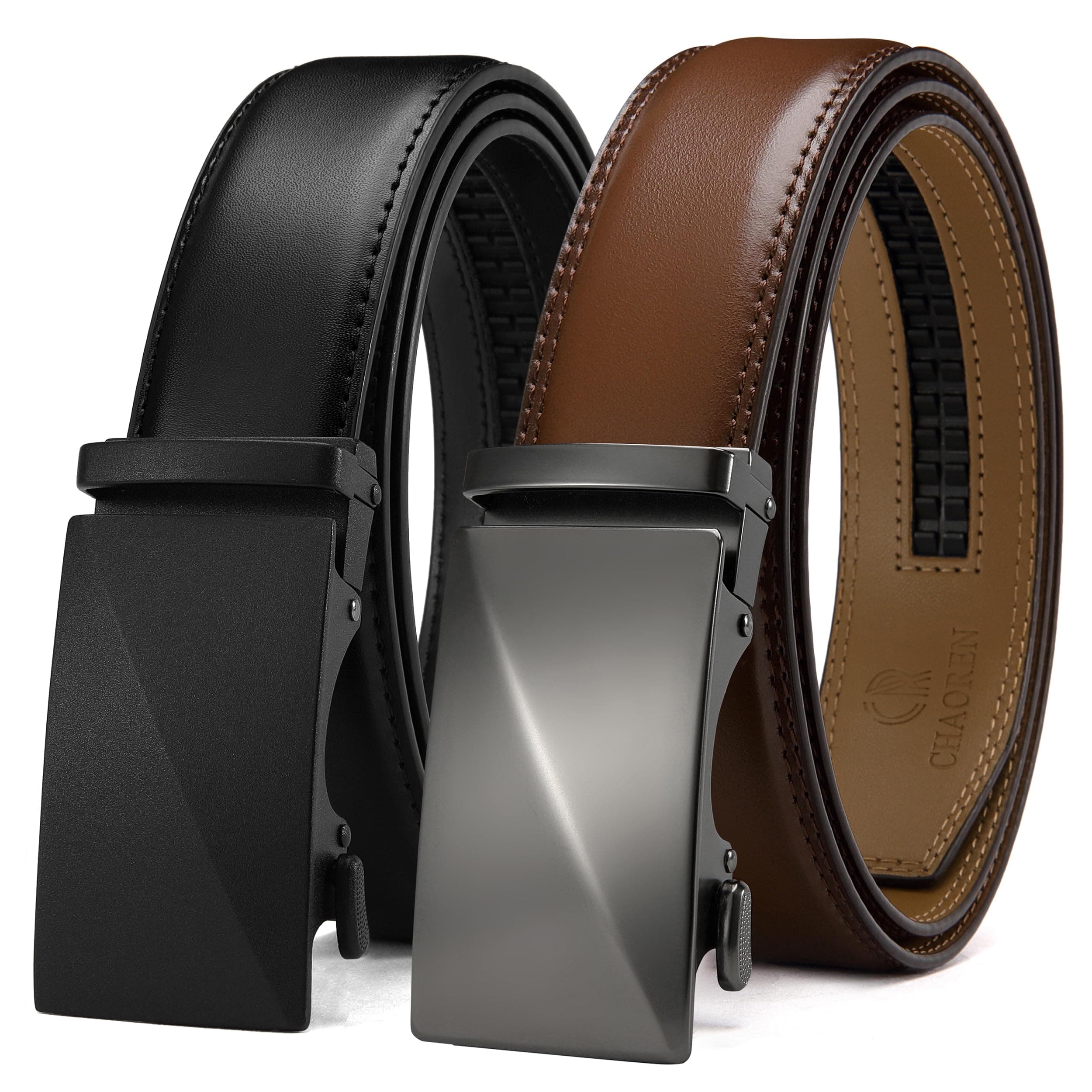 CHAOREN Leather Ratchet Belt Men 2 Pack - Customizable Fit, Effortless Style (35mm)