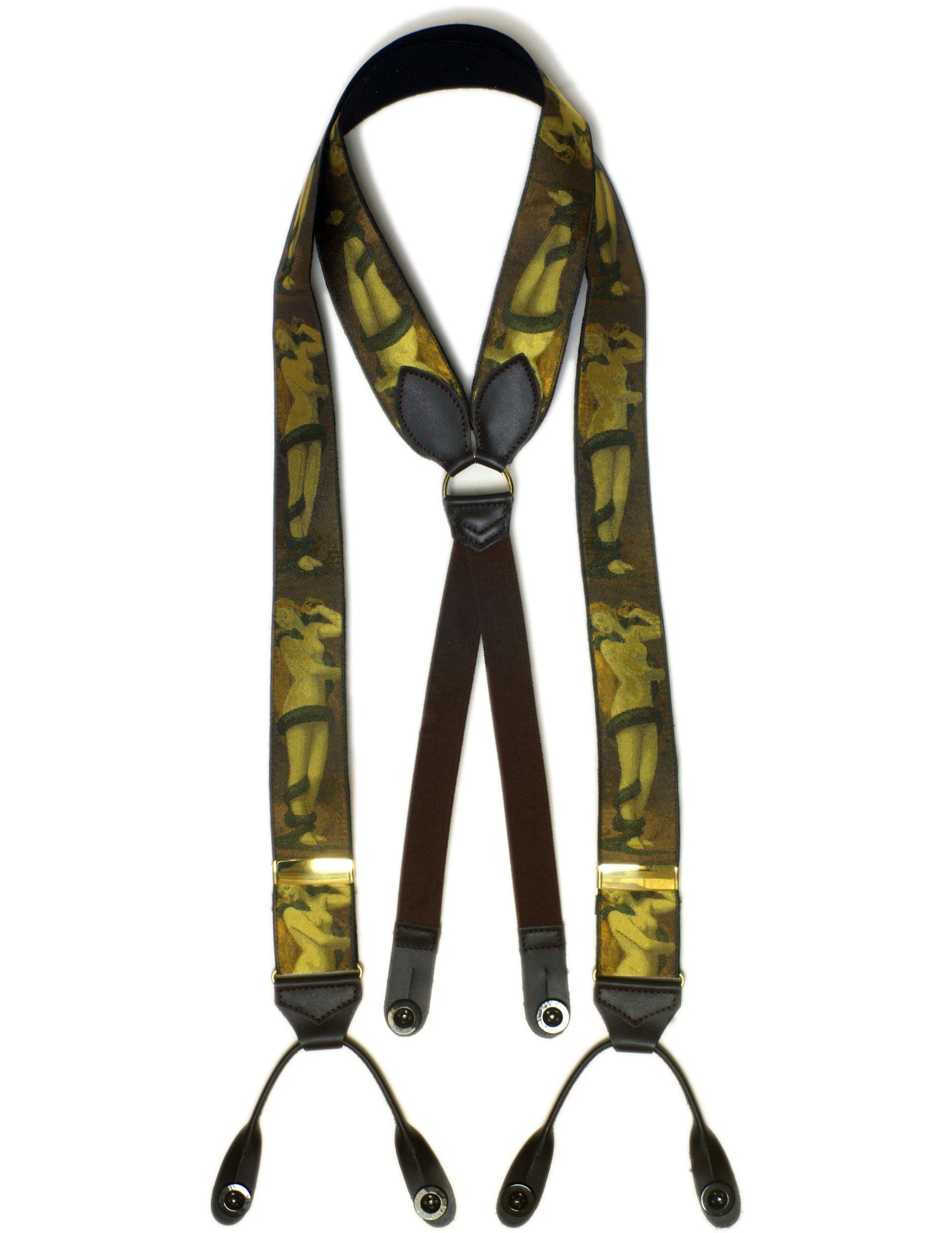 Albert Thurston Lilith Silk Braces. Orange/Green. One Size.