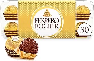 Ferrero Rocher Pralines, Chocolate Gift, Chocolate Hamper, Whole Hazelnut Covered in Milk Chocolate and Nuts, Box of 30 (375g)