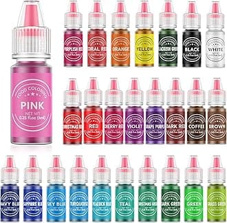 Food Coloring for Baking - 26 Vibrant Cake Coloring Liquid Set for Dessert Decorating, Food Grade Food Dye for Icing,Fondant,Cookies,Easter Egg,Making DIY Supplies Kit- 0.25 Fl. oz/Bottles