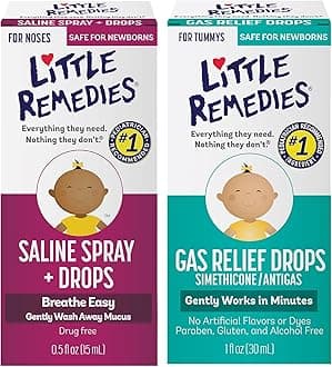 Little Remedies Stromach Gas and Nose Relief Pack (1-0.5 oz Saline Spray and Drops, 1-1 oz Gas Relief Berry Flavor Drops)