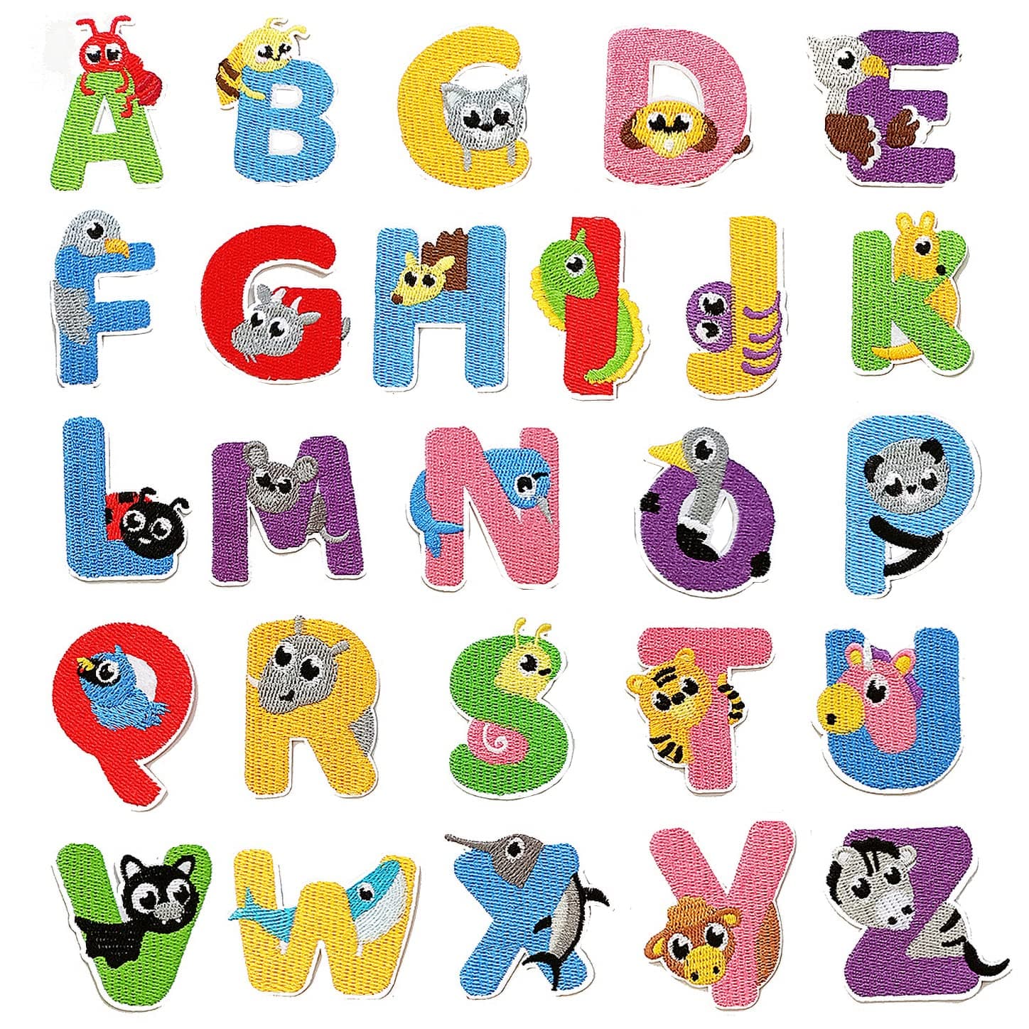 Iron On Letter Patches, 2 Sets (52 Pieces) A-Z Cute Embroidery Alphabet Patches for Kids Clothing Backpacks