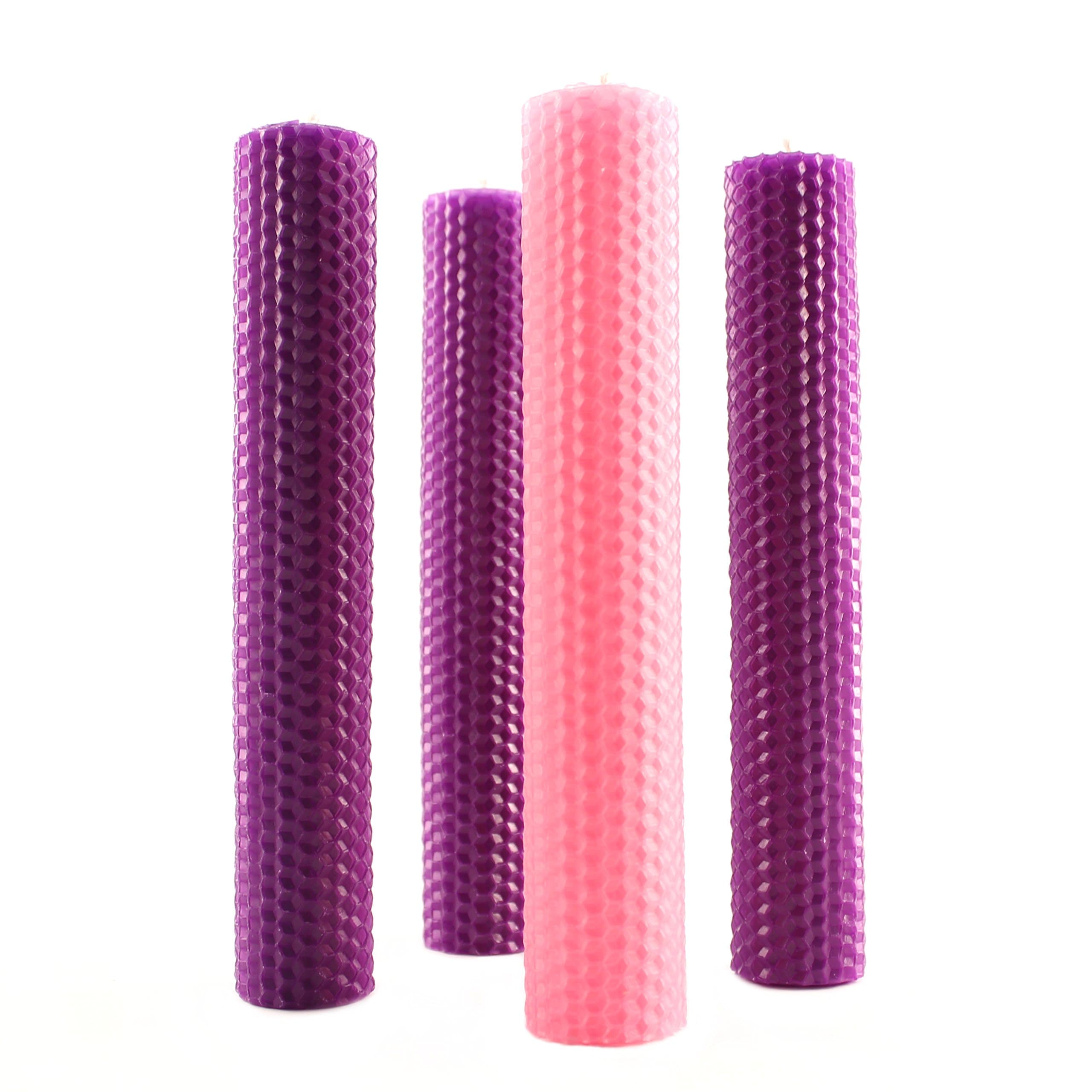Toadily Handmade 100% Beeswax Candles - Set of 4-8" Hand Rolled Advent Columns