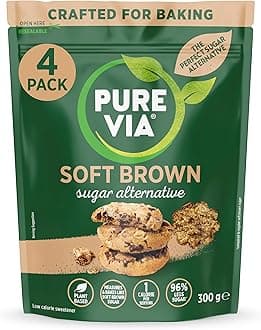 Pure Via Soft Brown Sugar Alternative - Keto and Vegan Friendly Sweetener for Baking - 300G (Pack of 4)