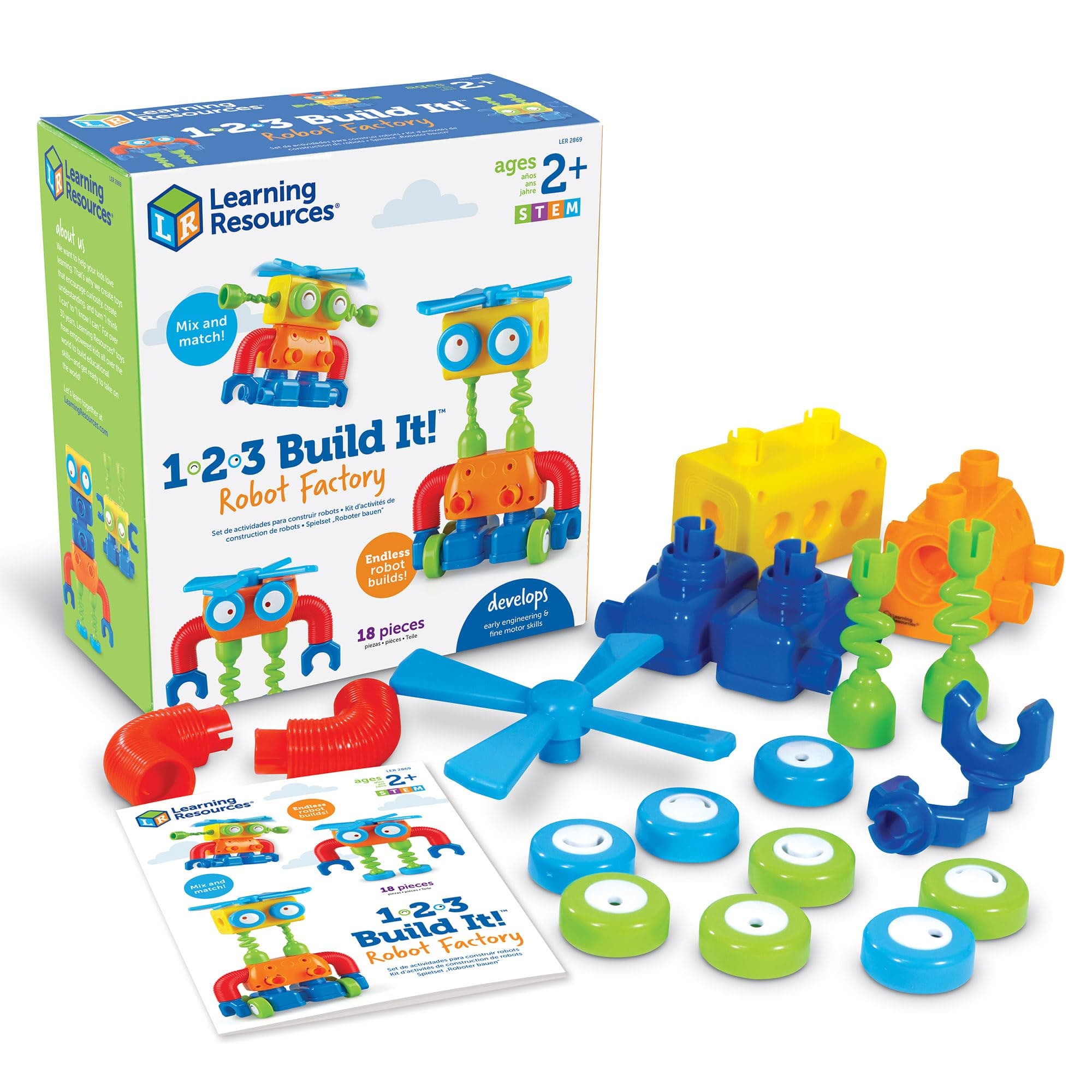 – LER2869 1-2-3 Factory, Fine Motor Toy, Robot Building Set, Ages 2+