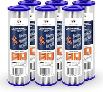 Aquaboon 1 Micron Pleated Water Filter 10 x 2.5 - Whole House Sediment Filter Replacement Cartridge Compatible with WFPFC3002, WHKF-WHPL, 6-Pack
