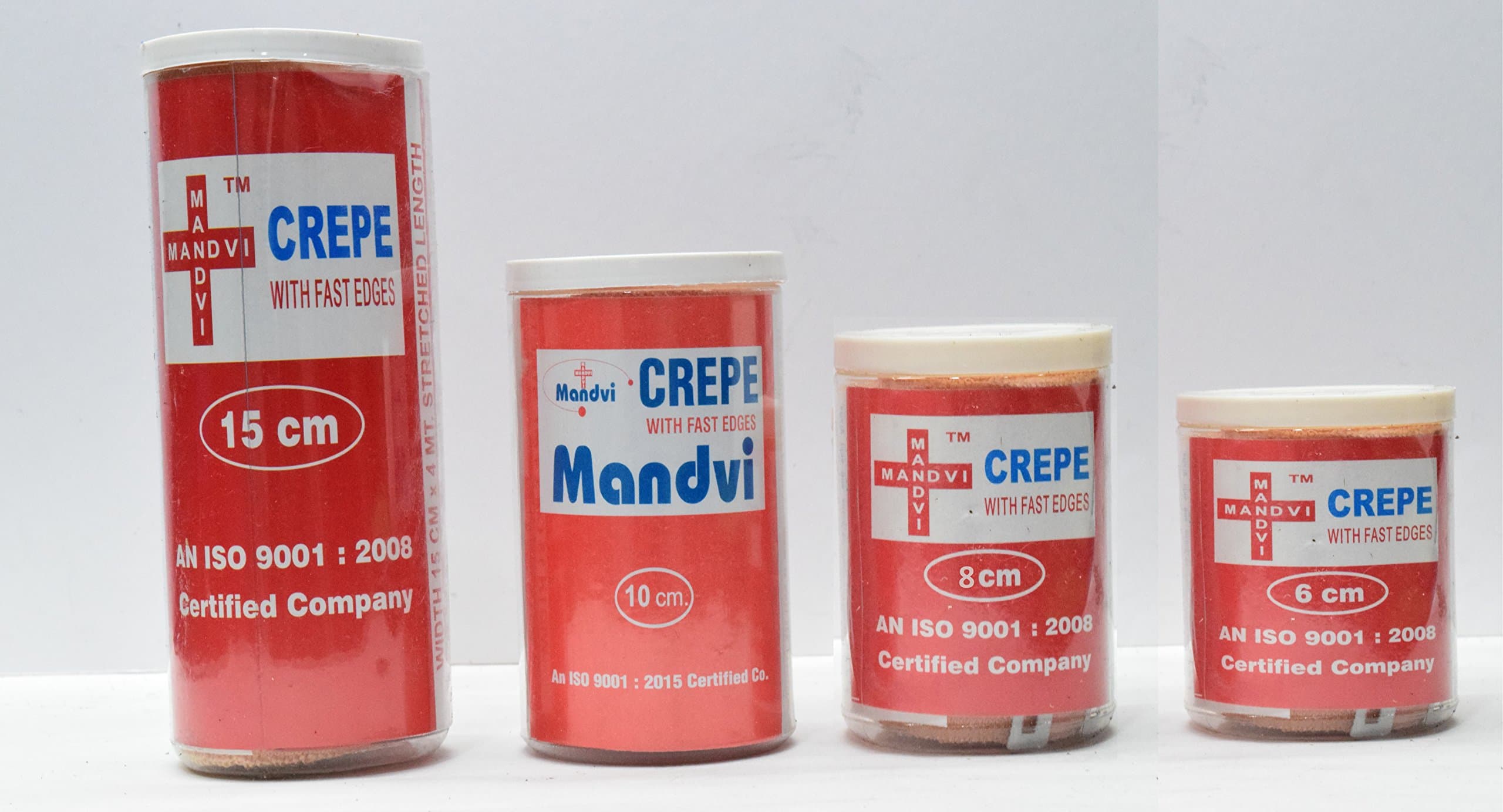 Mandvi Box of 4 Sizes Elastic Crepe Compression Bandage Wrap Rolls-For Hand,Leg,knee,Ankle,Elbow,Foot