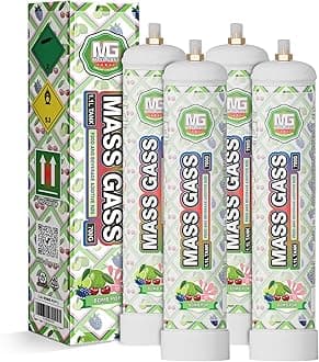 Whipped Cream Charger,MassGass Cream Chargers Tank Food Grade 99.9%-Purity 700g1.1L (4 Cylinders, BOMB POP)