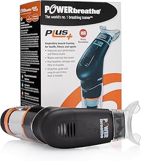 Breathing Exercise Device, Breathing Trainer and Therapy Tool to Strengthen Breathing Muscles and Help Lung Capacity, Handheld Inspiratory Muscle Trainer - Black, Heavy Resistance