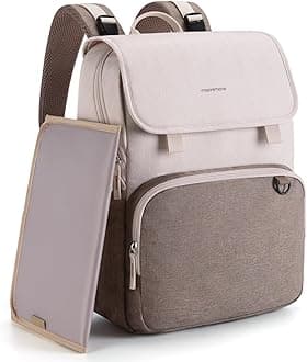 mommore Diaper Bag Backpack Unisex Baby Bag Large Diaper Bag with Changing Pad, Insulated Pockets, Stroller Buckles, Durable Travel Backpack with Luggage Strap