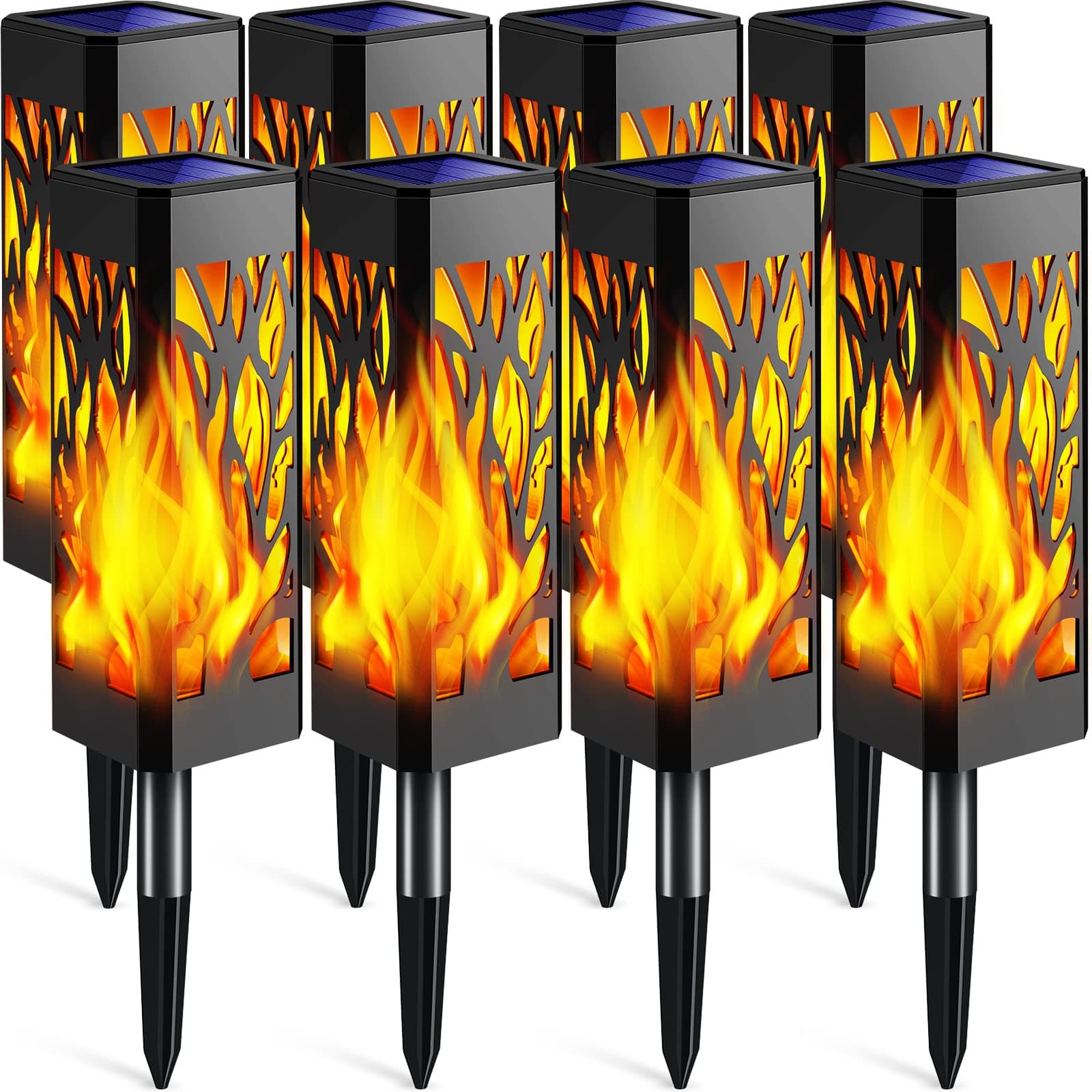 Flickering Flames Pathway Lights Solar Powered Decorative Garden Waterproof Torch Outdoor Landscape Lighting for Yard Patio