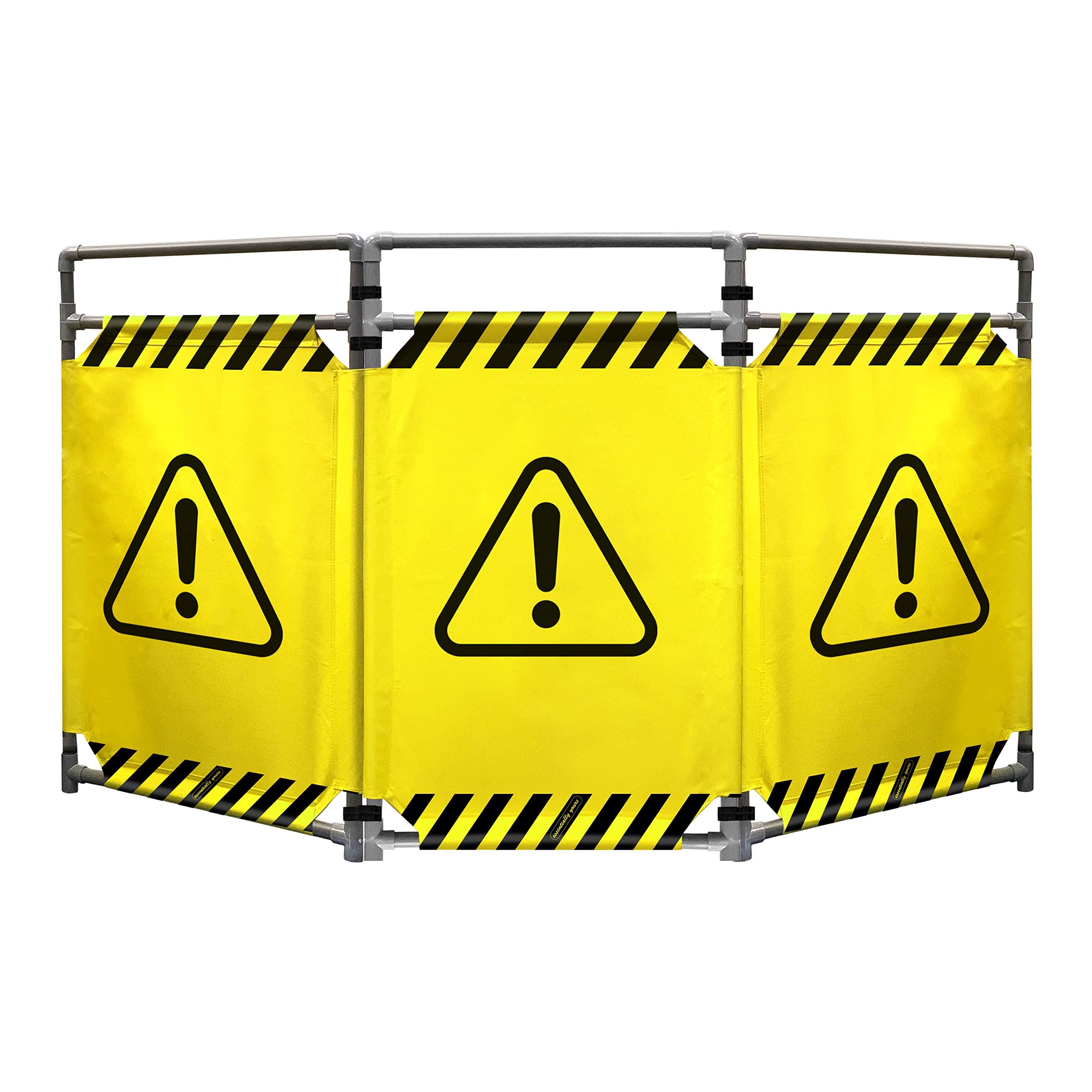 "Caution Symbol" Foldable Safety Barricade | High Visibility Red 3 Foot Lightweight Portable Safety Barrier with Heavy Duty PVC Frame