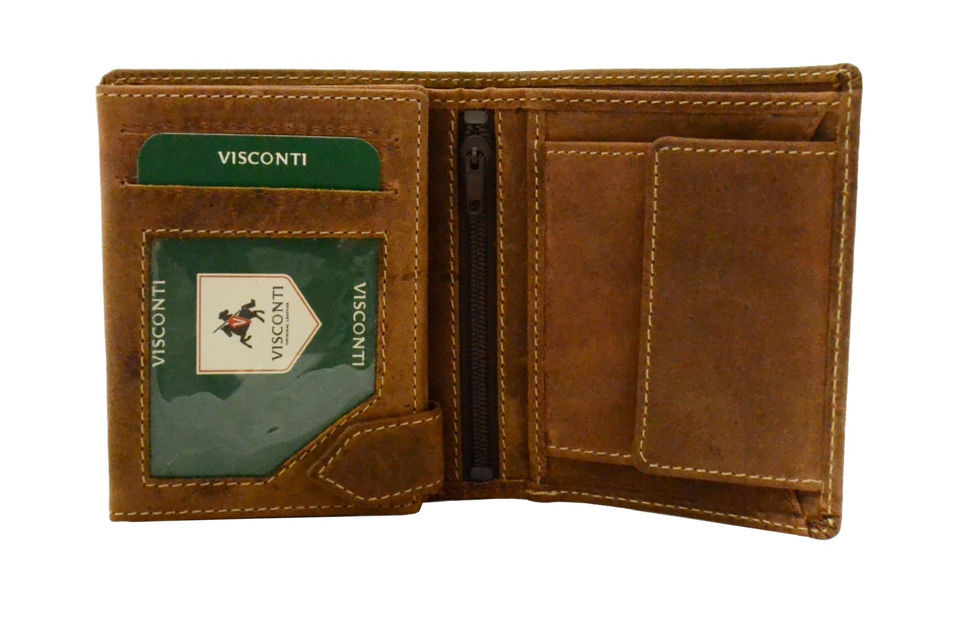 Hunter 708 Mens Coin & Id Holder Tri Fold Wallet in Oiled Leather (Tan)