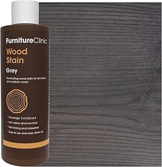 Furniture Clinic Wood Paint and Furniture Polish (Grey) Non-toxic. Highly concentrated wood paint. Quick drying. Paint for all types of wood indoors and outdoors, 250 ml